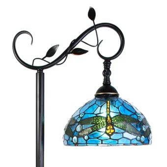 Tiffany Vloerlamp 6241 - 152 cm Blauw Bruin Glas Rond