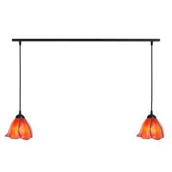 2 x Tiffany Tender Poppy aan plafondbalk