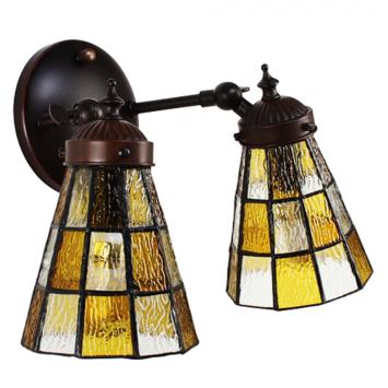 Wandlamp Tiffany 6216 - 30x23x23 cm 18x15x115 cm Bruin Glas Metaal Rond