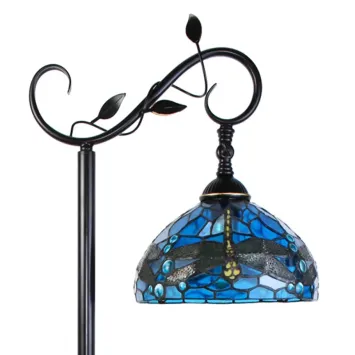 Tiffany Vloerlamp 6241 - 152 cm Blauw Bruin Glas Rond
