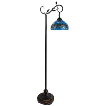 Tiffany Vloerlamp 6241 - 152 cm Blauw Bruin Glas Rond