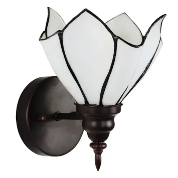 Wandlamp Tiffany 6187 - 23x17x19 cm Wit Bruin Glas Metaal