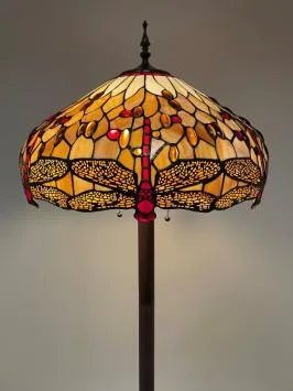Tiffany vloerlamp 49cm Beige Dragonfly Base